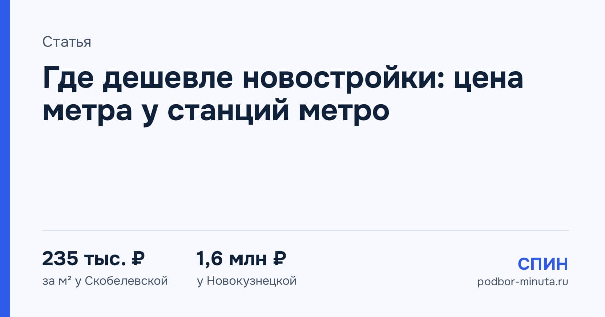 Где дешевле новостройки: цена метра у станций метро